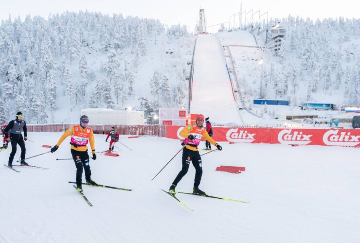 David Mach (GER) und Johannes Rydzek (GER) beim Aufwärmen