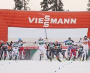 Zielsprint im Rudel: Johannes Rydzek (GER), Jens Luraas Oftebro (NOR), Stefan Rettenegger (AUT), Joergen Graabak (NOR), Vinzenz Geiger (GER), Julian Schmid (GER), Kristjan Ilves (EST), Johannes Lamparter (AUT), Manuel Faisst (GER), Jarl Magnus Riiber (NOR), (l-r)