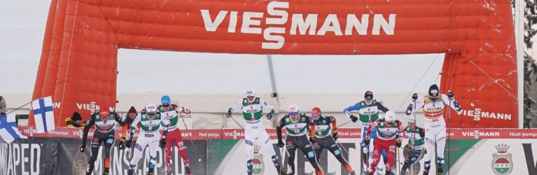 Zielsprint im Rudel: Johannes Rydzek (GER), Jens Luraas Oftebro (NOR), Stefan Rettenegger (AUT), Joergen Graabak (NOR), Vinzenz Geiger (GER), Julian Schmid (GER), Kristjan Ilves (EST), Johannes Lamparter (AUT), Manuel Faisst (GER), Jarl Magnus Riiber (NOR), (l-r)