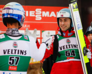 Zwei Große unter sich: Johannes Lamparter (AUT), Jarl Magnus Riiber (NOR), (l-r)
