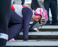 Nathalie Armbruster (GER) bei der Vorbereitung auf ihren Sprung.