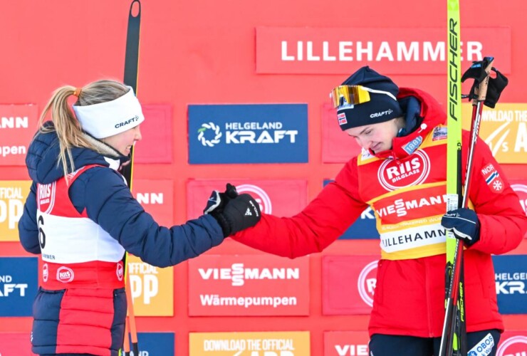 Die beste Läuferin und die beste Springerin: Ida Marie Hagen (NOR), Gyda Westvold Hansen (NOR), (l-r)