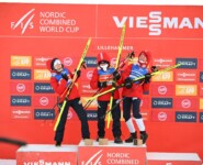 Gute Stimmung bei den Norwegerinnen: Ida Marie Hagen (NOR), Gyda Westvold Hansen (NOR), Mari Leinan Lund (NOR), (l-r)