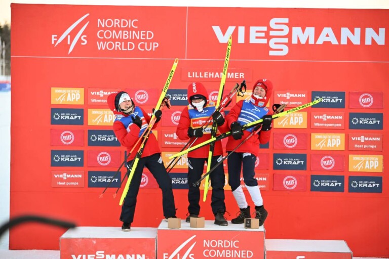Gute Stimmung bei den Norwegerinnen: Ida Marie Hagen (NOR), Gyda Westvold Hansen (NOR), Mari Leinan Lund (NOR), (l-r)