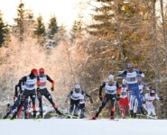Gegenseitiges Beobachten: Julian Schmid (GER), Johannes Rydzek (GER), Manuel Faisst (GER), Ilkka Herola (FIN), (l-r)