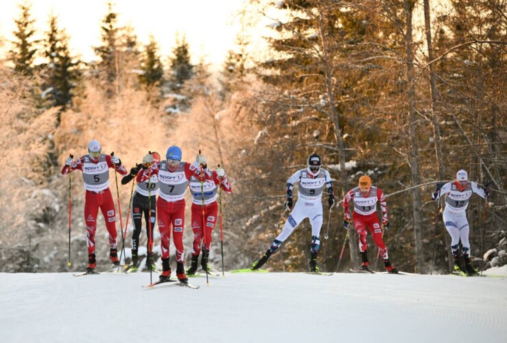 Martin Fritz (AUT), Stefan Rettenegger (AUT), Johannes Lamparter (AUT), Joergen Graabak (NOR), Franz-Josef Rehrl (AUT), Kasper Moen Flatla (NOR), (l-r)