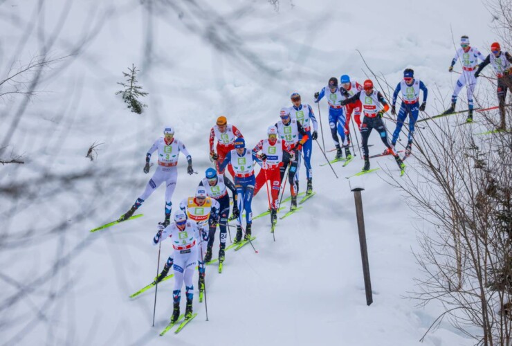 Joergen Graabak (NOR), Jens Luraas Oftebro (NOR), Jarl Magnus Riiber (NOR), Samuel Costa (ITA), Eero Hirvonen (FIN), (l-r)