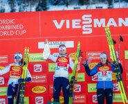 Das Podium der Damen: Gyda Westvold Hansen (NOR), Ida Marie Hagen (NOR), Lisa Hirner (AUT), (l-r)