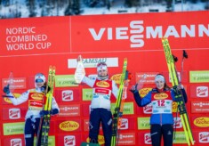 Das Podium der Damen: Gyda Westvold Hansen (NOR), Ida Marie Hagen (NOR), Lisa Hirner (AUT), (l-r)