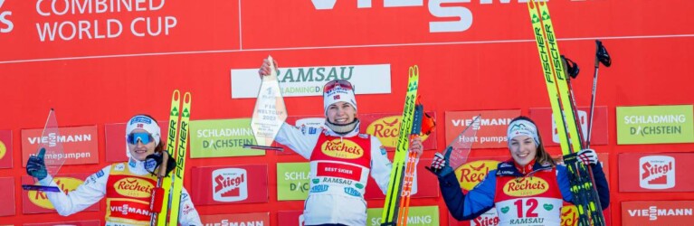 Das Podium der Damen: Gyda Westvold Hansen (NOR), Ida Marie Hagen (NOR), Lisa Hirner (AUT), (l-r)