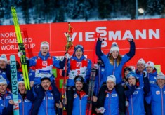 Drei Österreicher auf dem Podium beim Heimweltcup: Johannes Lamparter (AUT), Stefan Rettenegger (AUT), Lisa Hirner (AUT) (l-r)