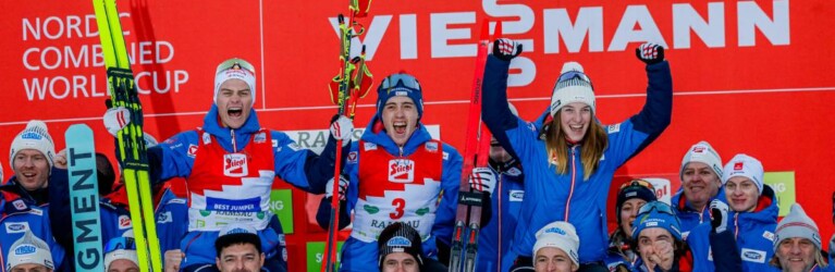 Drei Österreicher auf dem Podium beim Heimweltcup: Johannes Lamparter (AUT), Stefan Rettenegger (AUT), Lisa Hirner (AUT) (l-r)