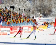 Zielsprint: Johannes Lamparter (AUT), Jarl Magnus Riiber (NOR), Stefan Rettenegger (AUT)