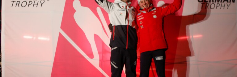 Jarl Magnus Riiber (NOR) und Mari Leinan Lund (NOR) führen die German Trophy an.