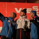 Sieger-Selfie: Johannes Lamparter (AUT), Jarl Magnus Riiber (NOR), Stefan Rettenegger (AUT) (l-r)
