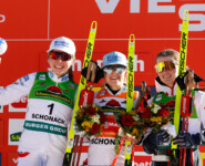 Norwegischer Dreifachsieg durch Mari Leinan Lund, Ida Marie Hagen, Gyda Westvold Hansen (L-r)