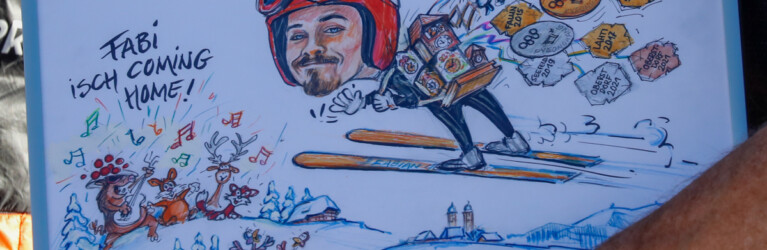 Ein Geschenk vom Karikaturisten Thomas Zipfel: Fabian Riessle (GER)