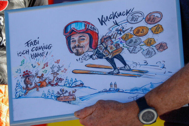 Ein Geschenk vom Karikaturisten Thomas Zipfel: Fabian Riessle (GER)