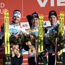 Das Podium der Herren: Joergen Graabak (NOR), Jarl Magnus Riiber (NOR), Jens Luraas Oftebro (NOR), (l-r)