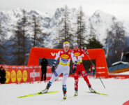 Gyda Westvold Hansen (NOR) muss sich gegen Lisa Hirner (AUT) wehren (l-r).