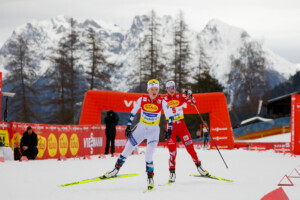 Gyda Westvold Hansen (NOR) muss sich gegen Lisa Hirner (AUT) wehren (l-r).