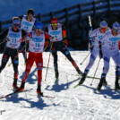 Die Verfolgergruppe mit Manuel Faißt (GER, l), Terence Weber (GER, m) und Jens Luraas Oftebro (NOR) und Joergen Graabak (NOR) (r)