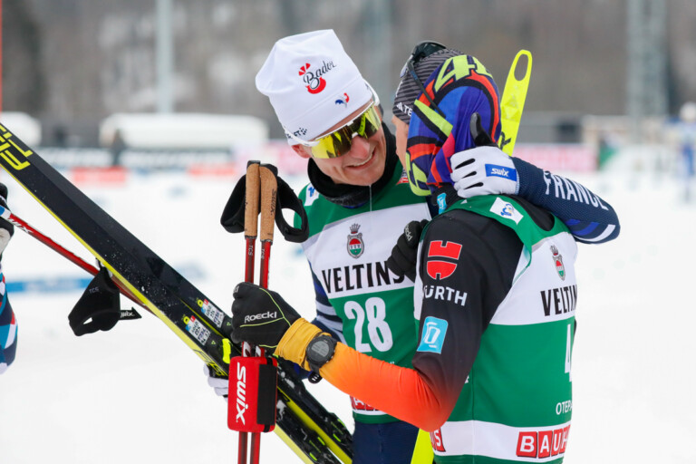 Glückwunsch vom Kollegen: Matteo Baud (FRA), David Mach (GER), (l-r)