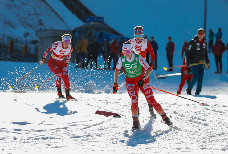 Dreikampf um den Tagessieg: Claudia Purker (AUT), Joanna Kil (POL), Alexa Brabec (USA), (l-r)