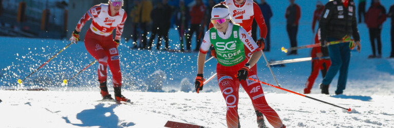 Dreikampf um den Tagessieg: Claudia Purker (AUT), Joanna Kil (POL), Alexa Brabec (USA), (l-r)