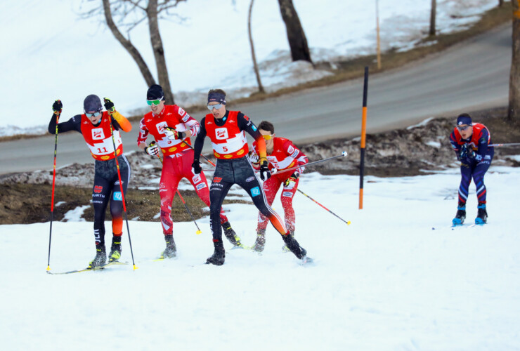 Christian Frank (GER), Florian Kolb (AUT), Simon Mach (GER), Manuel Einkemmer (AUT), Antoine Gerard (FRA), (l-r) beim Kampf um das erweiterte Podium