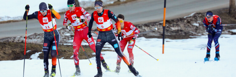 Christian Frank (GER), Florian Kolb (AUT), Simon Mach (GER), Manuel Einkemmer (AUT), Antoine Gerard (FRA), (l-r) beim Kampf um das erweiterte Podium