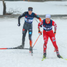 Harter Zweikampf zwischen Simon Mach (GER II) und Mario Seidl (AUT I) (l-r)