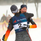 Sophia Maurus (GER I) und Jakob Lange (GER I) (l-r) gewinnen den Mixed Team Sprint in Eisenerz (AUT).