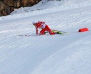 Auch Johannes Lamparter (AUT) musste in den Schnee.