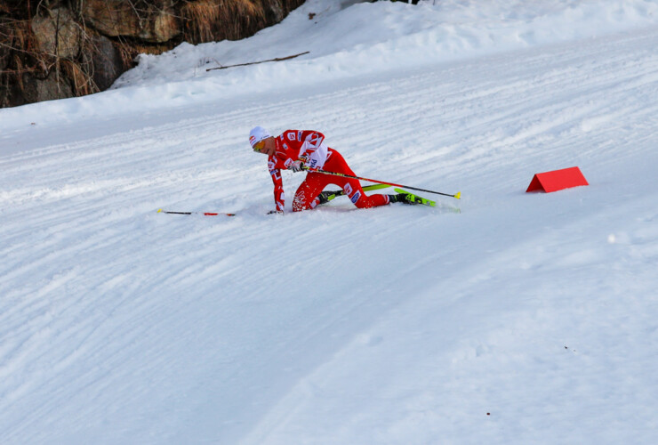 Auch Johannes Lamparter (AUT) musste in den Schnee.