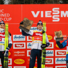 Das Podium der Herren: Joergen Graabak (NOR), Jarl Magnus Riiber (NOR), Johannes Lamparter (AUT), (l-r)