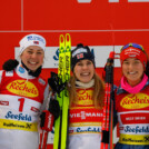 Das Podium der Damen: Mari Leinan Lund (NOR), Ida Marie Hagen (NOR), Nathalie Armbruster (GER), (l-r)