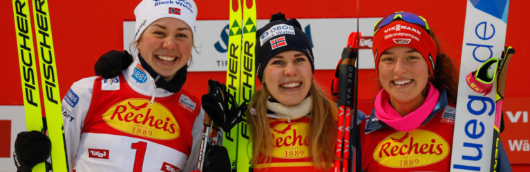 Das Podium der Damen: Mari Leinan Lund (NOR), Ida Marie Hagen (NOR), Nathalie Armbruster (GER), (l-r)