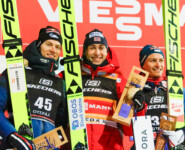 Kristjan Ilves (EST), Jarl Magnus Riiber (NOR), Johannes Lamparter (AUT) (l-r)