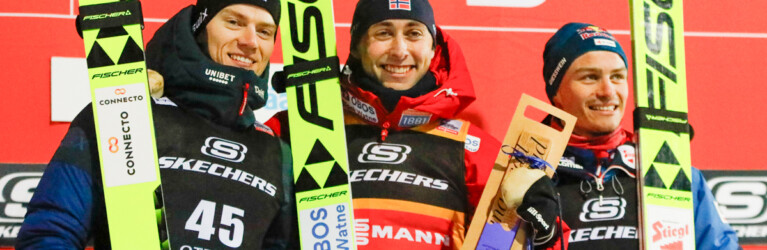 Kristjan Ilves (EST), Jarl Magnus Riiber (NOR), Johannes Lamparter (AUT) (l-r)