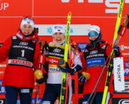 Das Podium der Damen: Mari Leinan Lund (NOR), Ida Marie Hagen (NOR), Gyda Westvold Hansen (NOR), (l-r)
