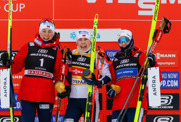 Das Podium der Damen: Mari Leinan Lund (NOR), Ida Marie Hagen (NOR), Gyda Westvold Hansen (NOR), (l-r)