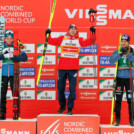 Das Podium der Herren: Stefan Rettenegger (AUT), Jarl Magnus Riiber (NOR), David Mach (GER), (l-r)