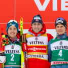 Das Podium der Herren: Stefan Rettenegger (AUT), Jarl Magnus Riiber (NOR), David Mach (GER), (l-r)