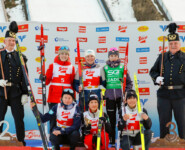 Das Podium der Damen: Alexa Brabec (USA), Claudia Purker (AUT), Joanna Kil (POL), (l-r), Sophia Maurus (GER), Jui Yamazaki (JPN), Yuzuki Kainuma (JPN), (l-r)