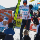 Die nächste Generation Kombinierer steht in den Startlöchern: Joergen Graabak (NOR) mit Sohn Johannes, Jens Luraas Oftebro (NOR) und Jarl Magnus Riiber (NOR) mit Tochter Ronja (l-r)