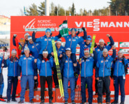 Das österreichische Team führt nun in der Nationenwertung: Paul Walcher (AUT), Coach Jochen Strobl (ITA), Franz-Josef Rehrl (AUT), Stefan Rettenegger (AUT), Johannes Lamparter (AUT), Thomas Rettenegger (AUT), Coach Christoph Bieler (AUT), (l-r).