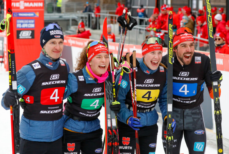 Team D: Jenny Nowak (GER), Manuel Faisst (GER), Nathalie Armbruster (GER), Johannes Rydzek (GER), (l-r)