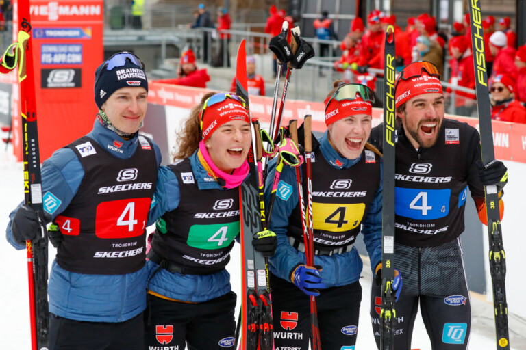 Team D: Jenny Nowak (GER), Manuel Faisst (GER), Nathalie Armbruster (GER), Johannes Rydzek (GER), (l-r)