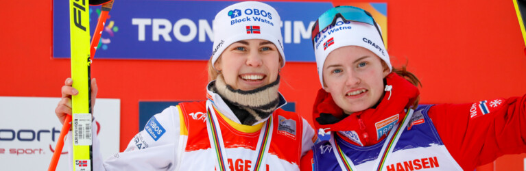 Die beste Läuferin und die beste Springerin: Ida Marie Hagen (NOR) und Gyda Westvold Hansen (NOR), (l-r)